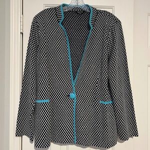 Misook Black White Aqua Jacket/Blazer for Women Size XL Designer ~ Office!